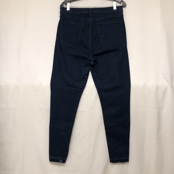 Banana Republic High Rise Skinny, Dark Wash, Raw Hem Jean - Picture 6 of 11